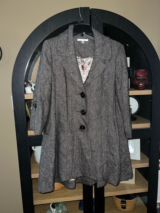 CAbi Jackets & Blazers - CAbi Taupe-Gray A-Line Wool-Blend Pea Coat 8